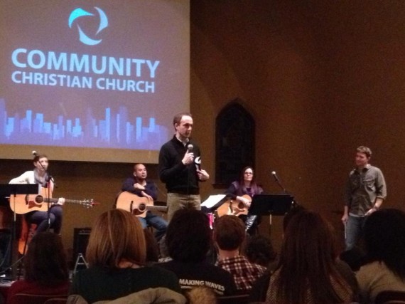 Jon Ferguson leading a baptism service in Chicago